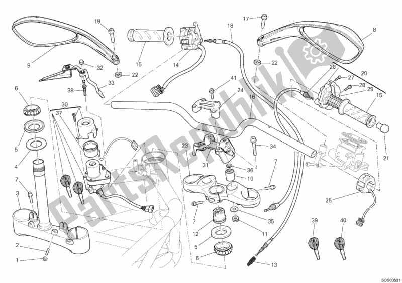 Toutes les pièces pour le Guidon du Ducati Monster 696 ABS USA 2011